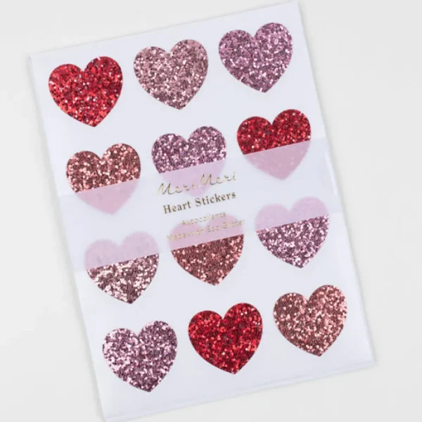 Glitter Heart Stickers (x 8 sheets)