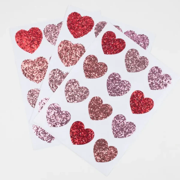 Glitter Heart Stickers (x 8 sheets)