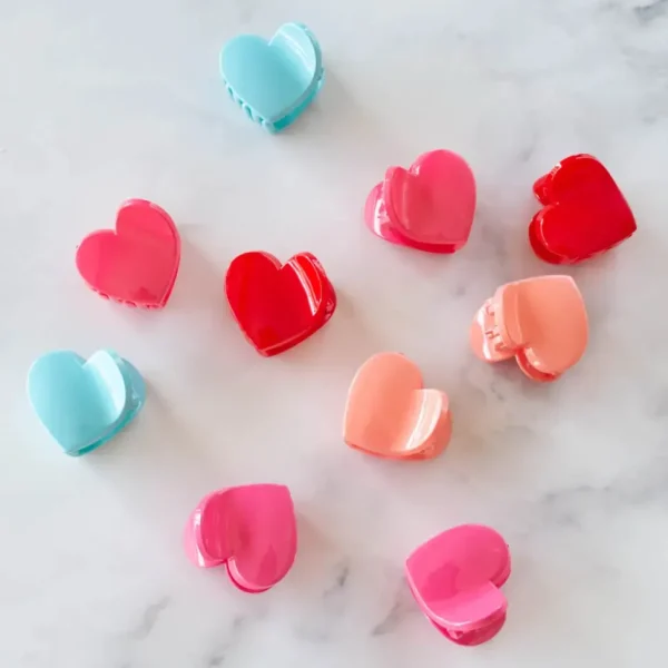 Glossy Candy Hearts Hair Clip Set - Several Colors