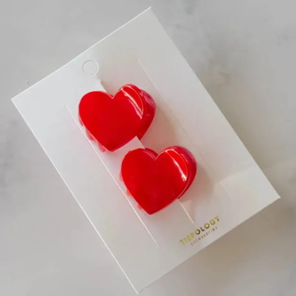 Glossy Candy Hearts Hair Clip Set - Several Colors