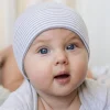 Gray and White Striped Beanie