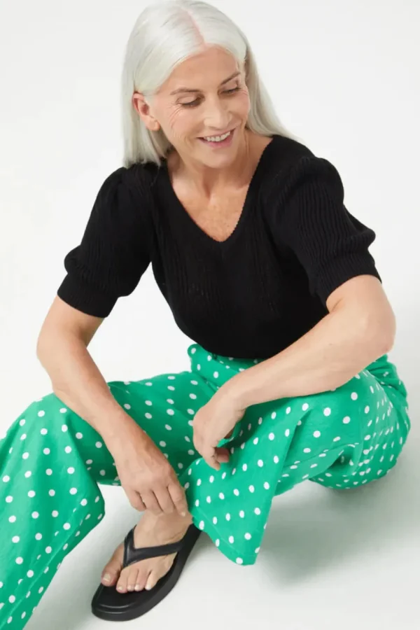Green Polka Dot Straight Jeans