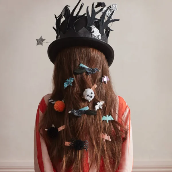 Halloween Pompom Hair Clips (x 4)