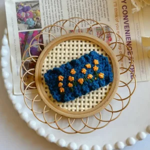 Handmade Flower Crochet Hair Clip - Blue