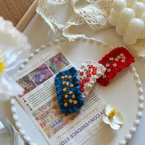 Handmade Flower Crochet Hair Clip - Blue