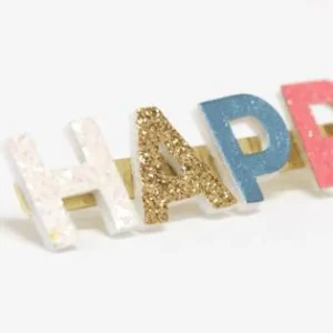 Happy Glitter Hair Clip