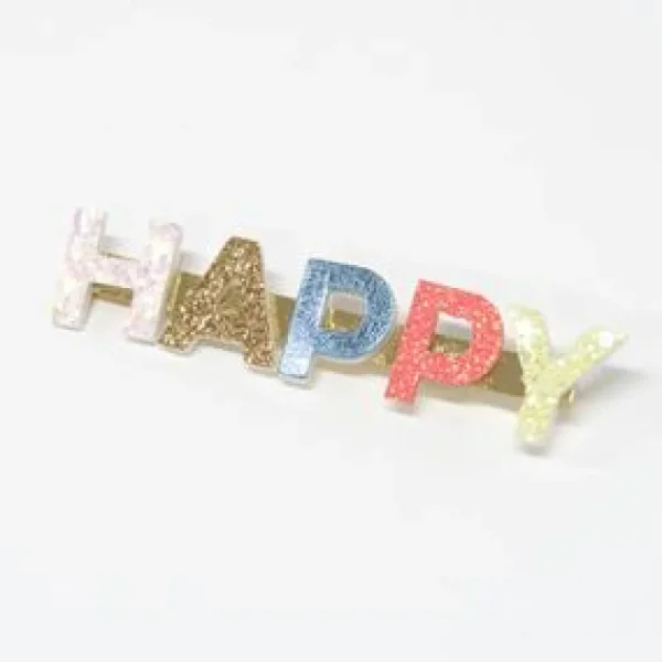 Happy Glitter Hair Clip