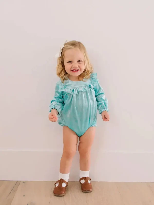 Hayley Romper in Crushed Mint Velvet