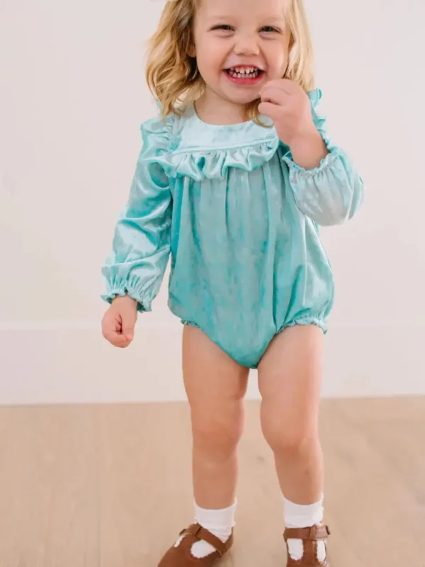 Hayley Romper in Crushed Mint Velvet