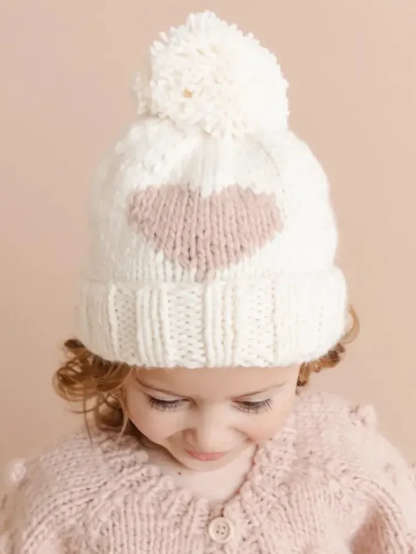 Heart Beanie, Blush | Hand Knit Kids & Baby Hat