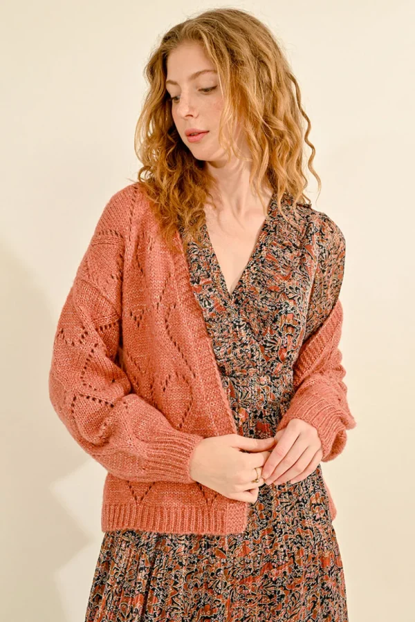 Heart Cardigan - Terracotta