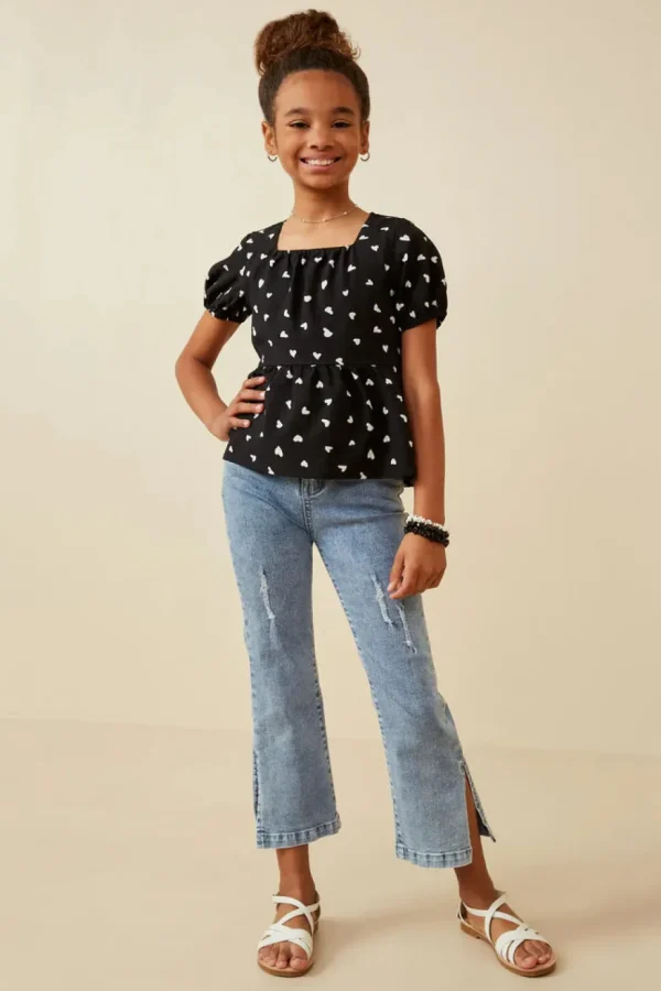 Heart Print Babydoll Top