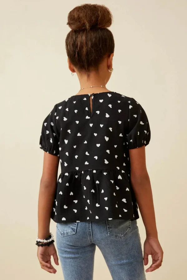 Heart Print Babydoll Top