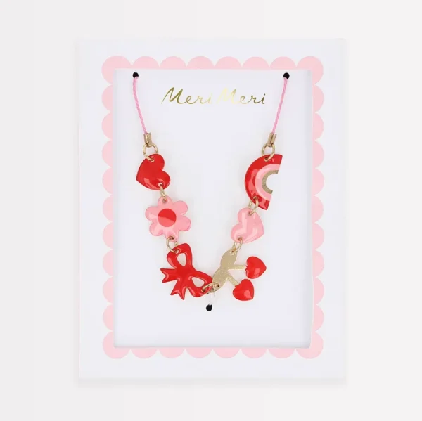 Hearts & Cherries Enamel Charm Necklace