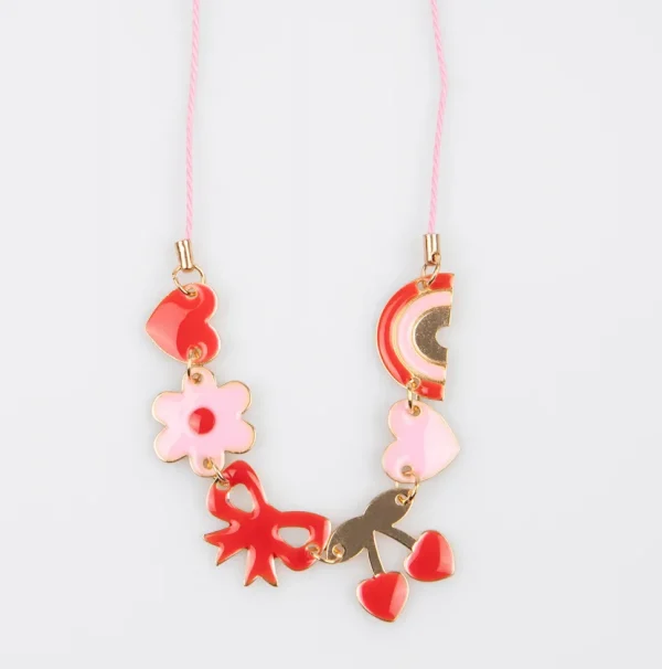 Hearts & Cherries Enamel Charm Necklace