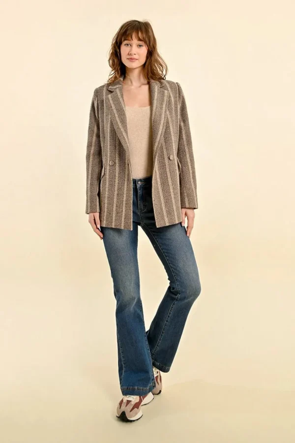 Herringbone Double-Breasted Blazer