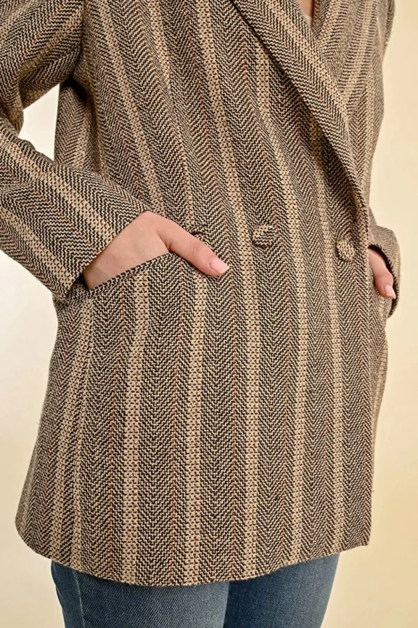 Herringbone Double-Breasted Blazer