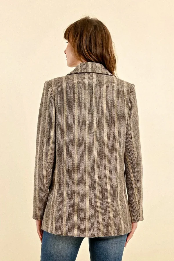 Herringbone Double-Breasted Blazer