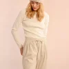 Herringbone Jogger Pants - Cream