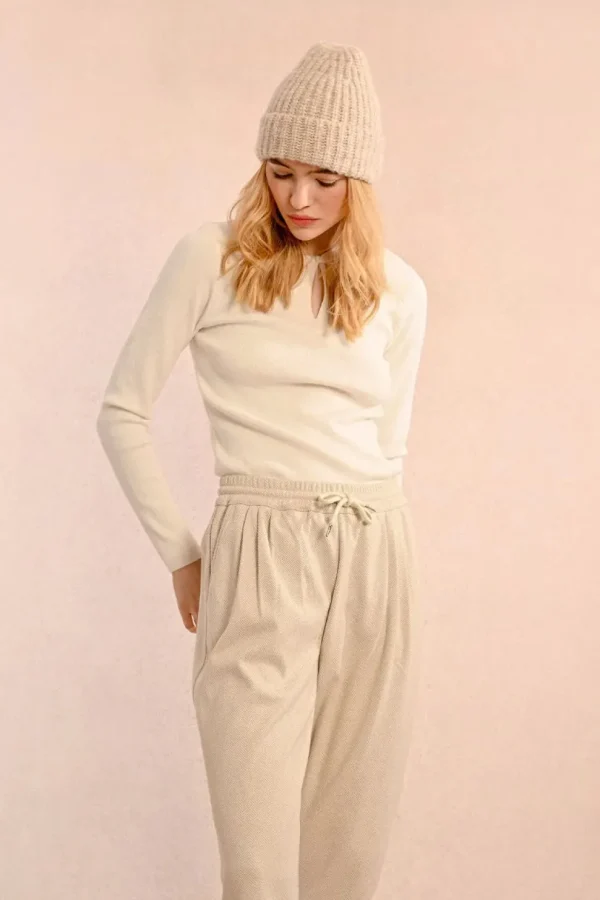 Herringbone Jogger Pants - Cream