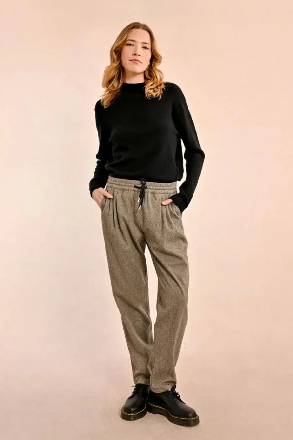 Herringbone Jogger Pants - Black