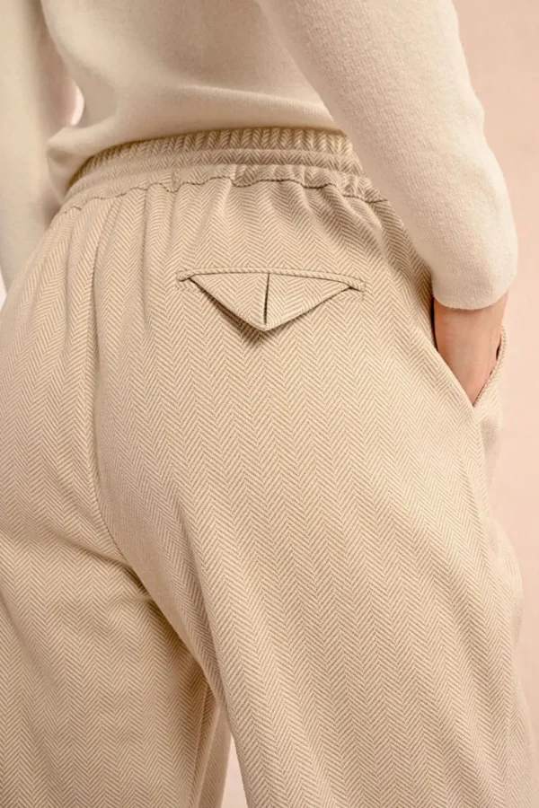 Herringbone Jogger Pants - Cream