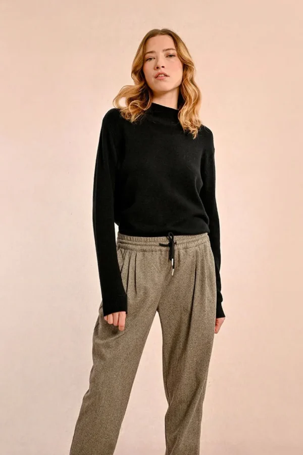 Herringbone Jogger Pants - Black