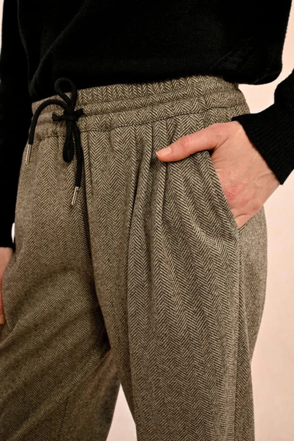 Herringbone Jogger Pants - Black