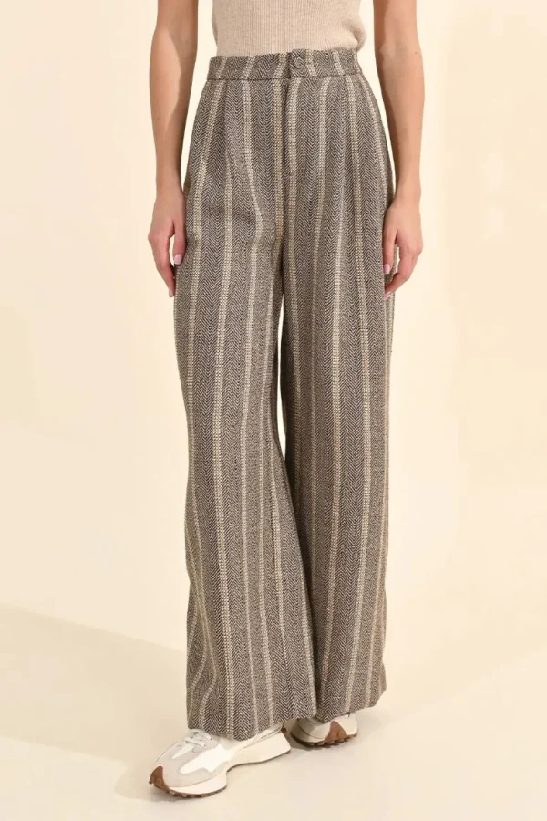 Herringbone Wide-Leg Pants