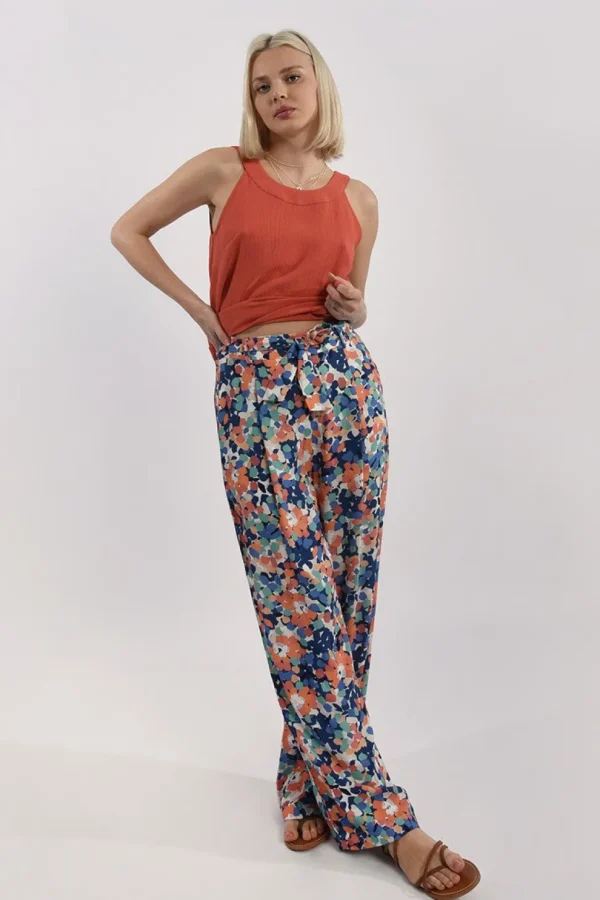 High Waist Floral Print Pants