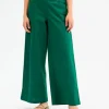 High-Waisted Wide-Leg Trousers - Green