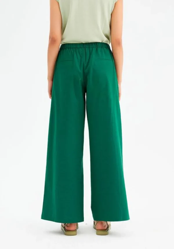 High-Waisted Wide-Leg Trousers - Green