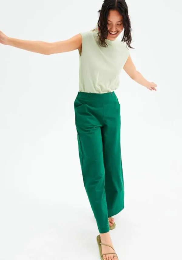 High-Waisted Wide-Leg Trousers - Green