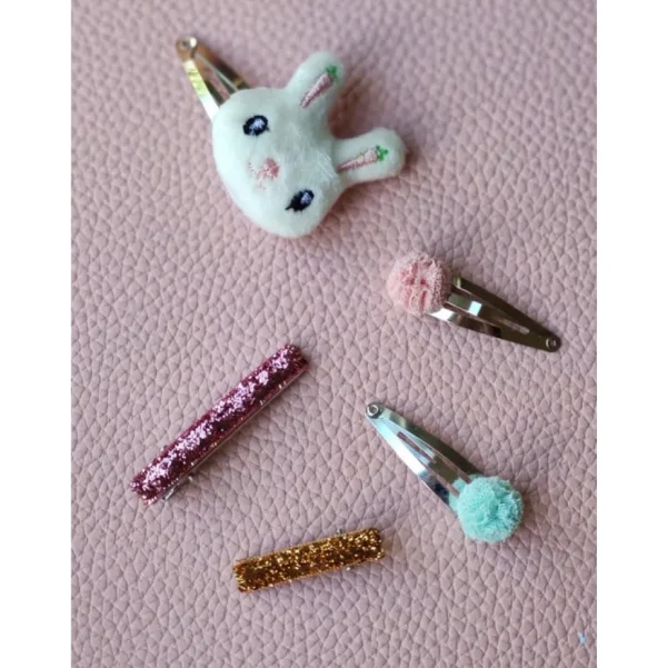 Honey Bunny Hair Clip Set (set of five)