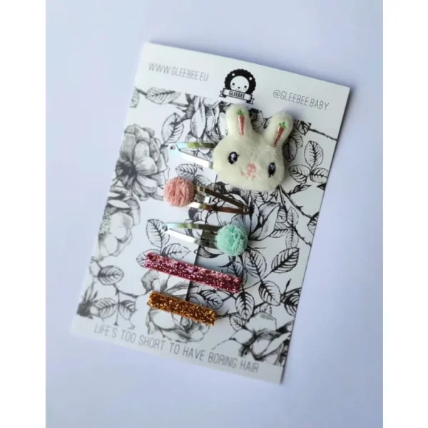 Honey Bunny Hair Clip Set (set of five)