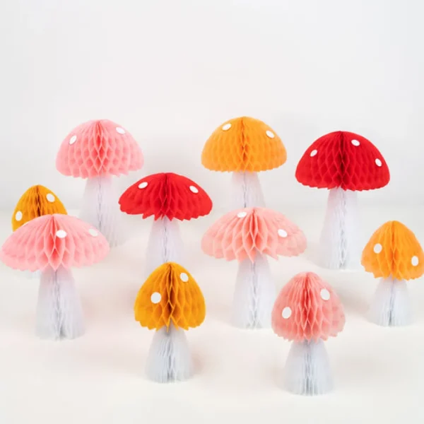 Honeycomb Mushroom Decorations (x 10)