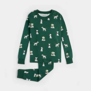 Jack Frost Russell Print on Trekking Green PJ Set
