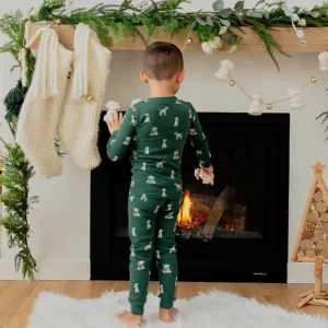 Jack Frost Russell Print on Trekking Green PJ Set