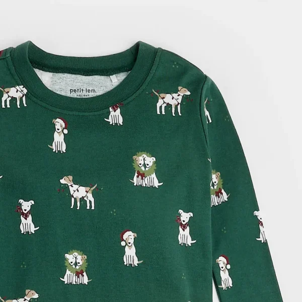 Jack Frost Russell Print on Trekking Green PJ Set