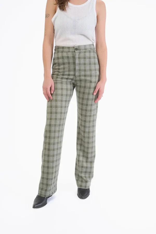 Jacquard 4-Pocket Chino - Olive Plaid