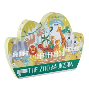 Jungle 80pc "Leaf" Shaped Jigsaw with Shaped Box - The Zoo