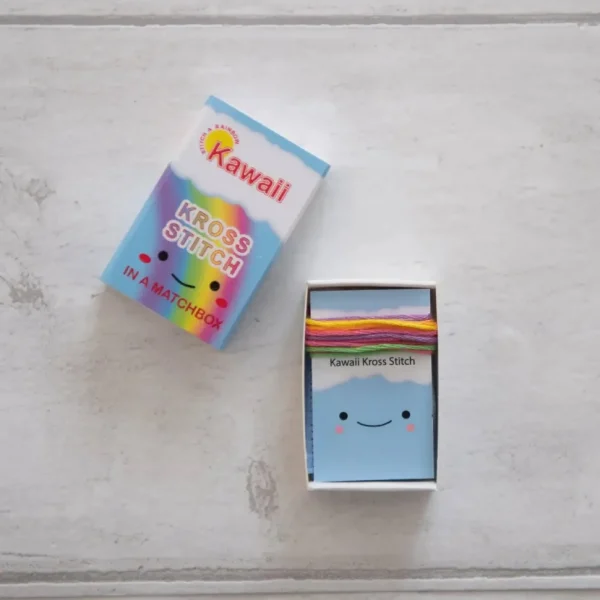 Kawaii Rainbow Arc Mini Cross Stitch Kit in A Matchbox