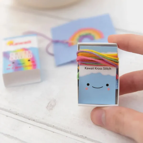 Kawaii Rainbow Arc Mini Cross Stitch Kit in A Matchbox