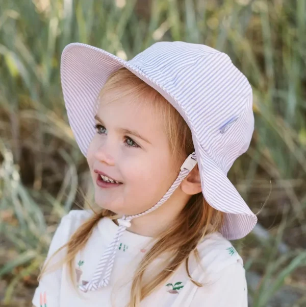 Kids Cotton Floppy Hat | Purple Stripes