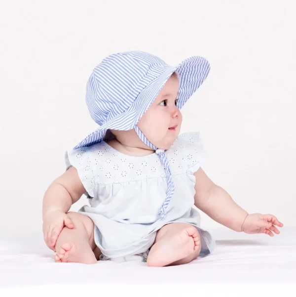 Kids Cotton Floppy Hats | Blue Stripes