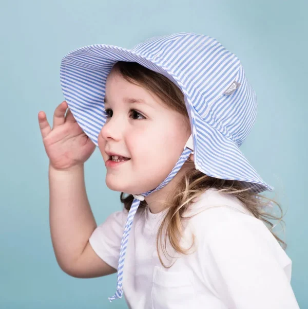 Kids Cotton Floppy Hats | Blue Stripes