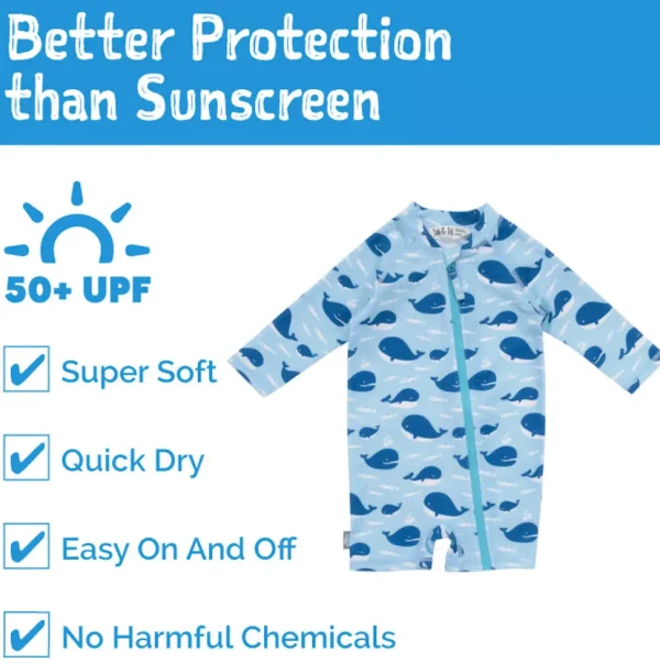 Kids One Piece UV Sun Suit | Blue Whale