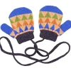 Kids' Patterned Lambswool Mittens - Triangle Marine/Purple