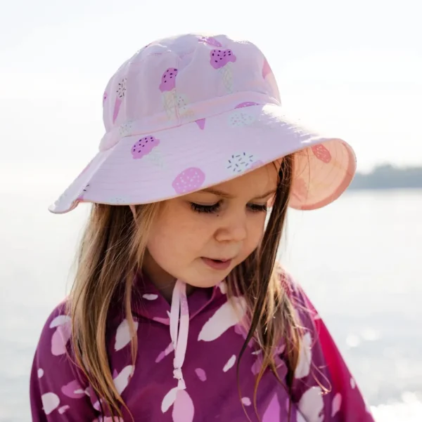 Kids Water Repellent Bucket Hats | Pink Ice Cream