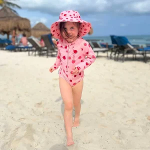 Kids Water Repellent Bucket Hats | Pink Strawberry